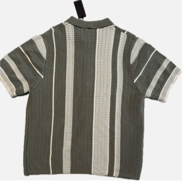 AOR Art of Rhetoric Sweater Mens XL Green Button Up Knit Cardigan Short Sleeve - Picture 2 of 5